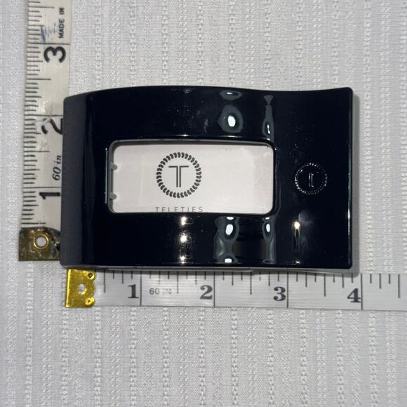 TELETIES Jet Black Large Flat Rectangle Hair Clip Durable Everyday - Picture 3 of 3